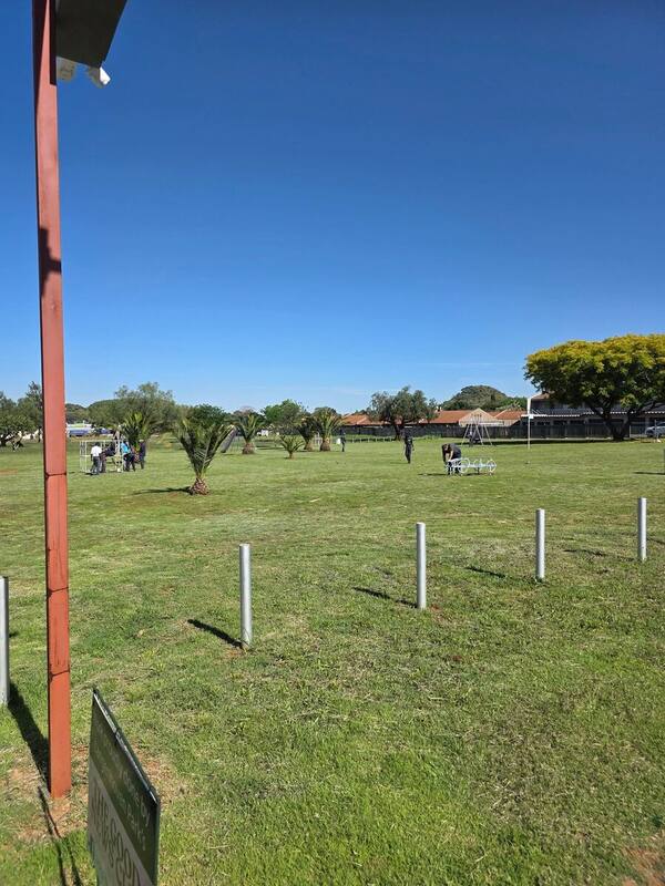 Team working on playground equipment